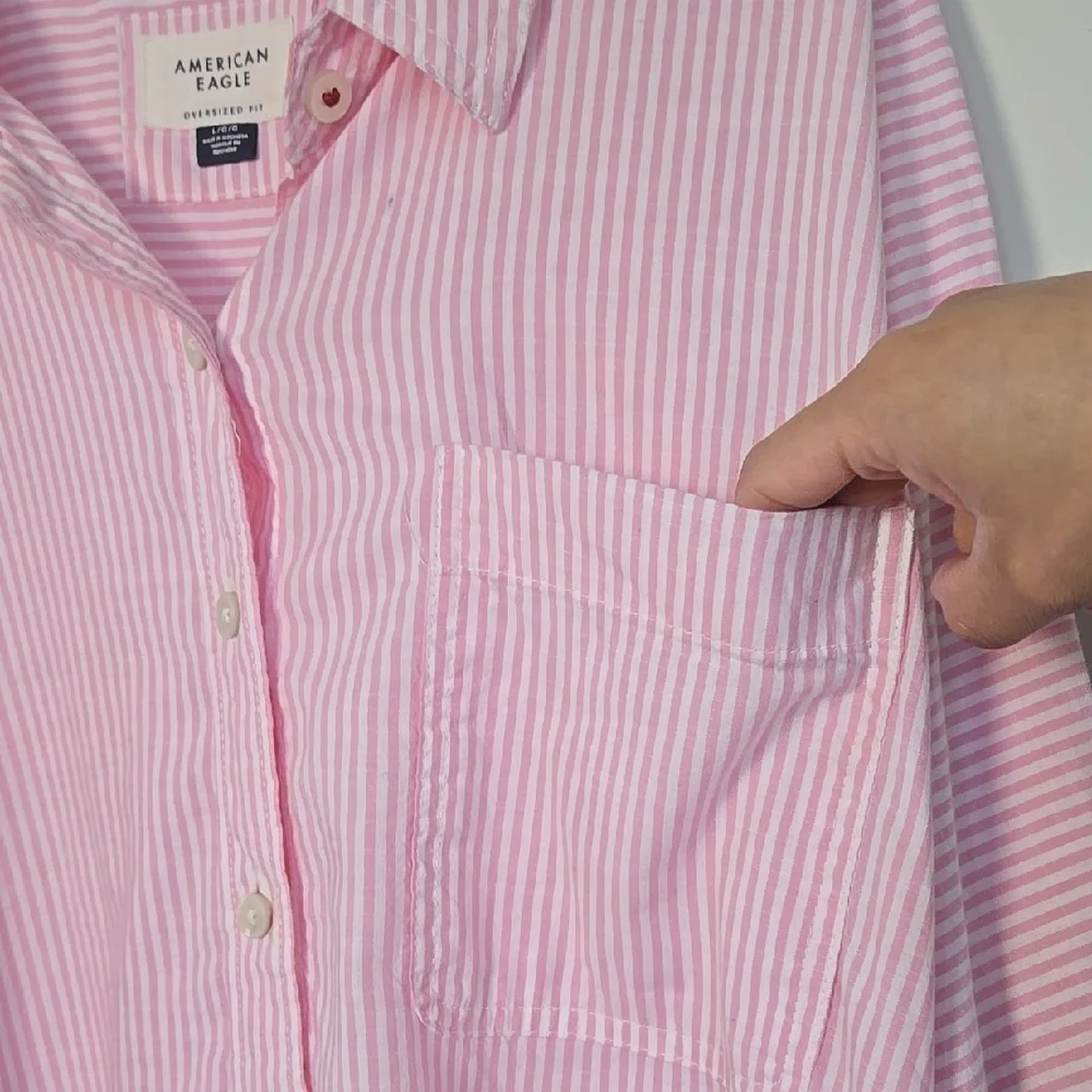 American Eagle Outfitters Women's Oversized Fit Shirt Pink Size L